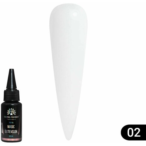 Global Fashion Молочный жидкий трёхфазный гель для наращивания и укрепления ногтей Magic Extension, 30 мл / №02 молочный пломбир