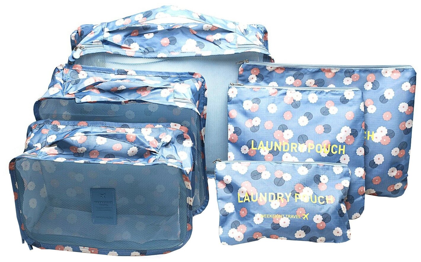 HOMSU Комплект из 6 органайзеров для багажа Синий Цветок синий