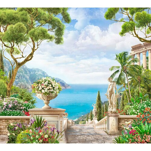 Моющиеся виниловые фотообои GrandPiK Италия прекрасная Сардиния, 300х270 см фотообои с коллекция италия в цветах 300х270 см