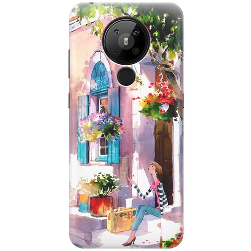 фото Re:pa чехол - накладка artcolor для nokia 5.3 с принтом "девочка на цветущей улочке"