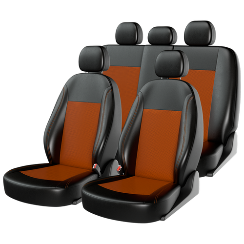 фото Чехлы на сиденья atom leather черно-оранжевые carfashion
