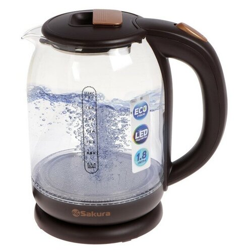 Чайник электрический Sakura SA-2709BR стекло 18 л 1800 Вт коричневый 358700₽