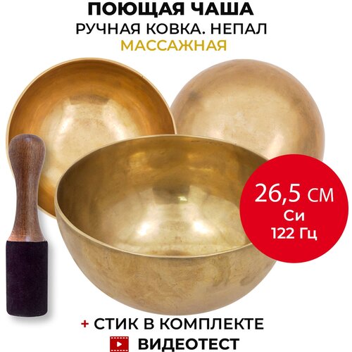 Healingbowl / Кованая поющая чаша без изображений 26,5 см Си 122 Гц для йоги и медитации, сплав 5-7 металлов, Непал
