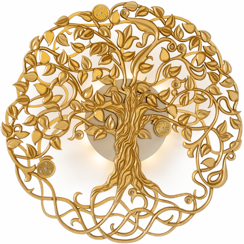 Панно с подсветкой Arbol, Д 90 см, золото, дистанционное управление