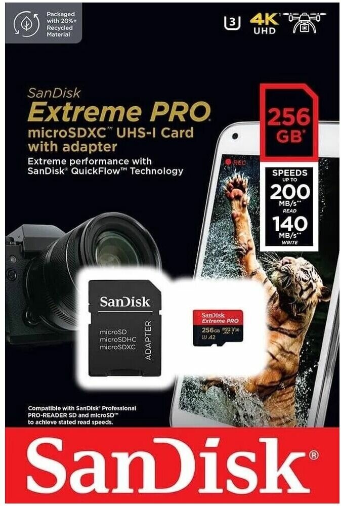 Карта памяти Sandisk Extreme Pro microSDXC 512GB + SD Adapter + Rescue Pro Deluxe 200MB/s - фото №2