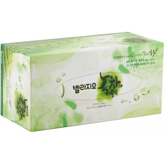 Салфетки косметические Bellagio Green Tea с экстрактом зеленого чая, в коробке, 210 шт.