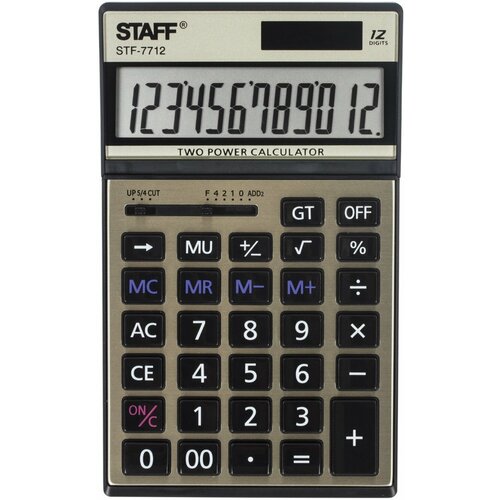 Калькулятор бухгалтерский STAFF STF-7712, золотистый, 4 шт.