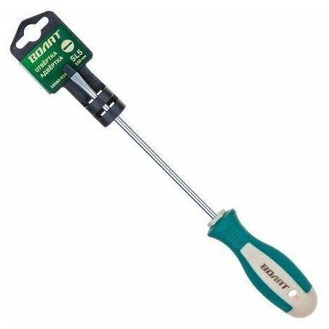Отвертка шлицевая SL5 150 мм волат (18060-515), 2-х компонентная рукоятка — фото 1