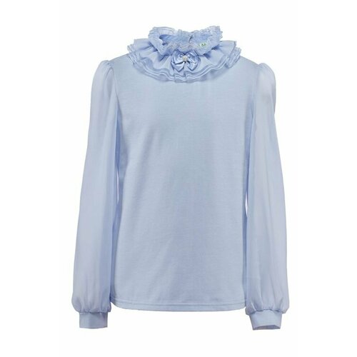 Школьная блуза андис, размер 158, голубой школьная блуза снег размер 158 голубой