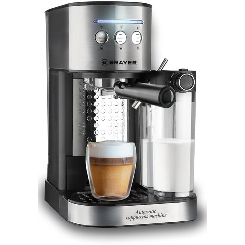 Кофеварка рожковая BRAYER BR1102, серебристый/черный техника для дома brayer кофеварка электрическая br1102
