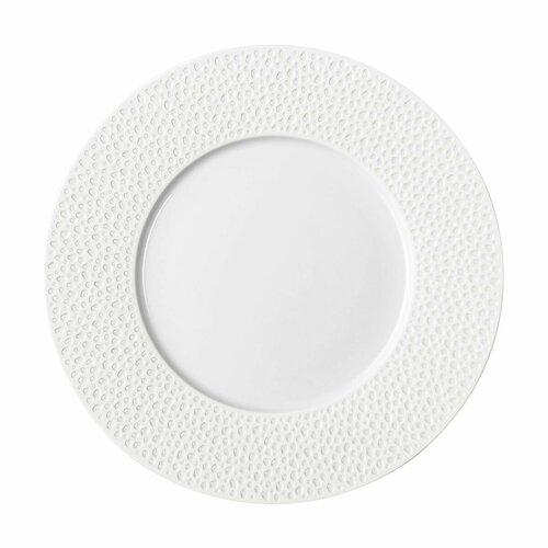 Тарелка обеденная DEGRENNE Perles De Rosee Blanches, 28 см, лиможский фарфор, белая (233923)