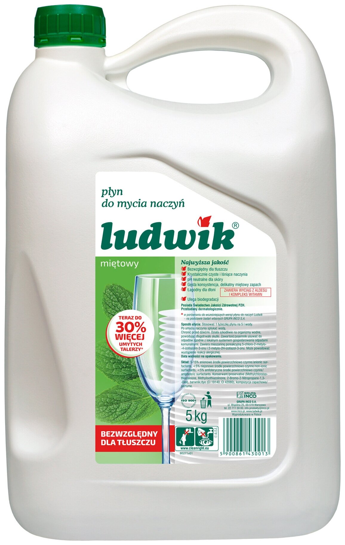 Средство для мытья посуды "Ludwik", мята, 5 кг