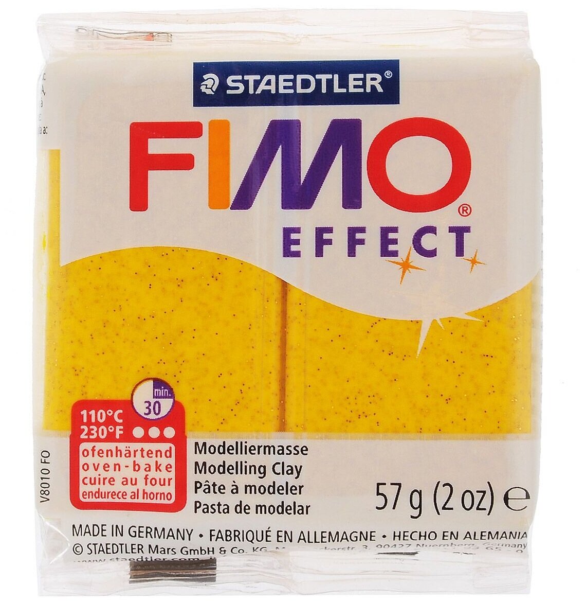 Полимерная глина FIMO Effect, 57 г, золотая, с блестками