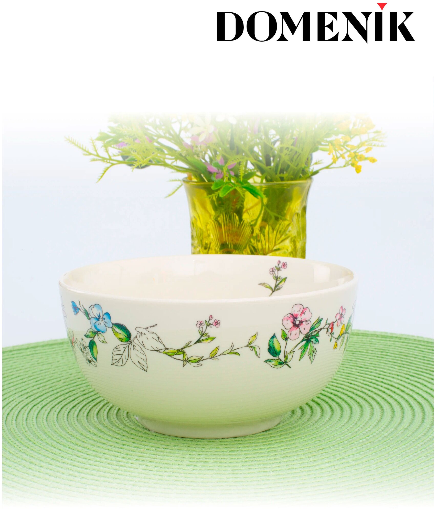 Domenik Салатник Wild botanicals, 14 см, 14х14 см, 0.65 л, 1 шт, белый — фото 1