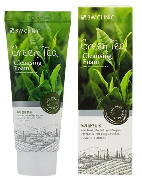 3W Clinic пенка для умывания Green Tea Foam Cleansing, 100 мл