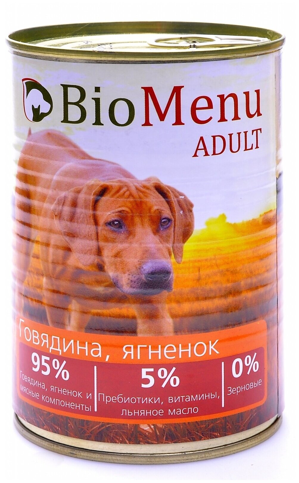 BioMenu ADULT Консервы для собак Говядина/Ягненок 95%-мясо 410гр