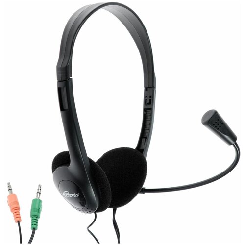 Наушники Ritmix RH-512M компьютерные микрофон 105 дБ 16 Ом 35 мм 18 м черные 59200₽