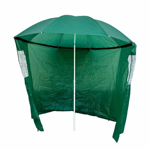 палатка зонт карповый рыболовный 220х220х195 Зонт рыболовный с тентом / Зонт карповый с боковым наклоном салатовый с окнами