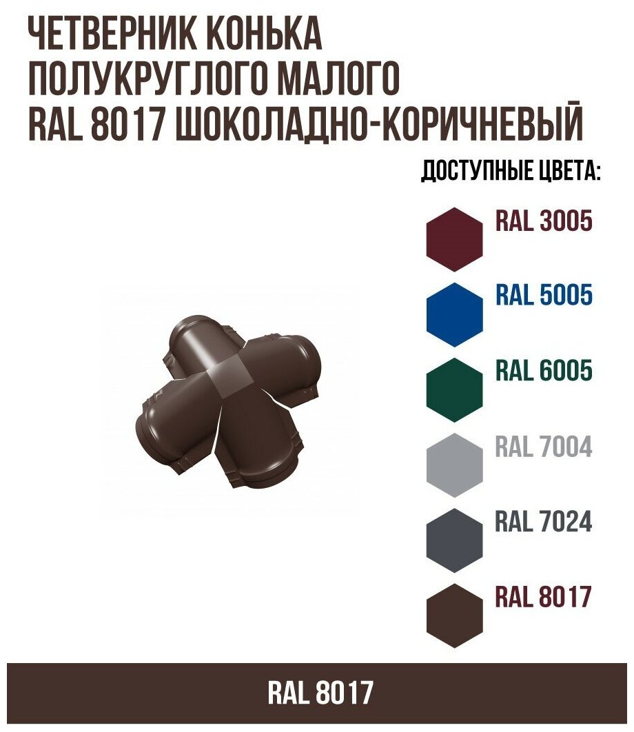 Четверник конька полукруглого малого RAL 8017 Шоколадно-коричневый