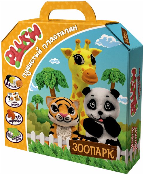 Пластилин PLUSH Зоопарк (PL02201812) 4 цв.