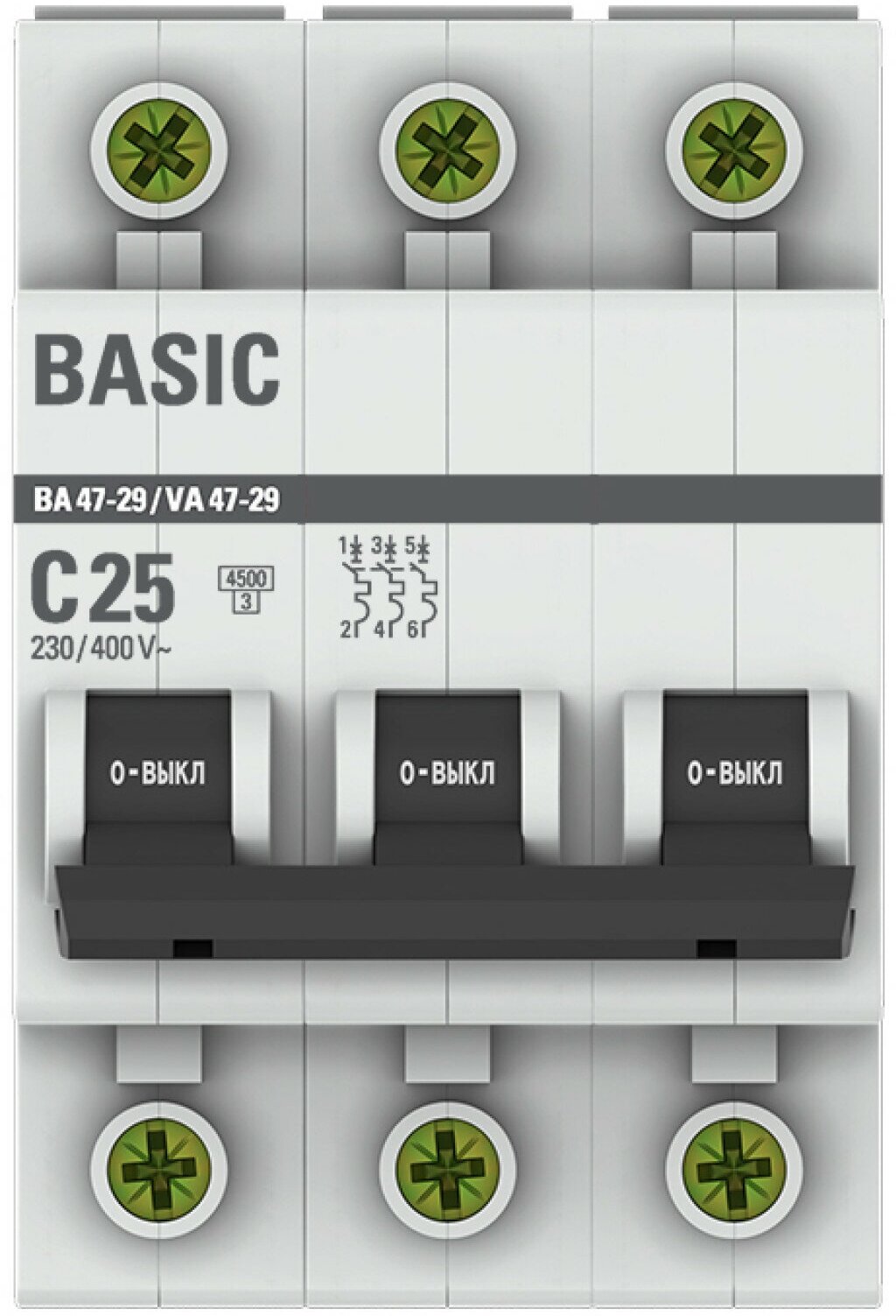 Автоматический выключатель 3P 25А (C) 4,5кА ВА 47-29 Basic