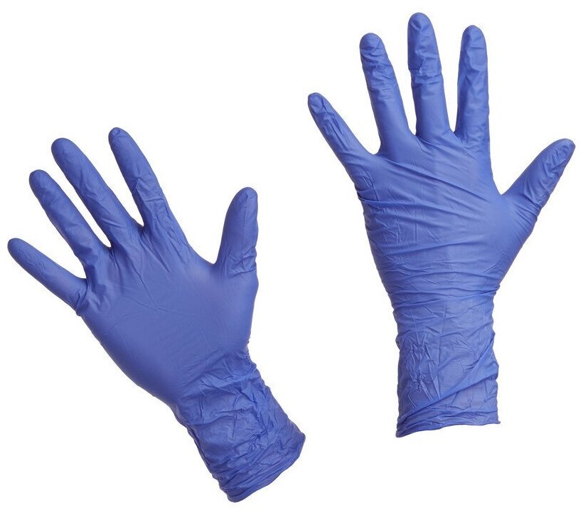 Перчатки нитриловые сиренево-голубые BENOVY размер M, 50 пар/упк