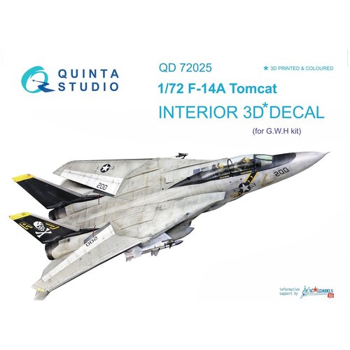 QD72025 3D Декаль интерьера кабины F-14A(для модели GWH)
