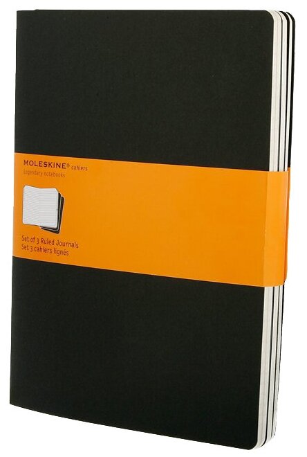 Блокнот Moleskine Набор 3 блокнота Cahier Journal XL 190x250, 60 листов 385298QP321, 3 шт., черный