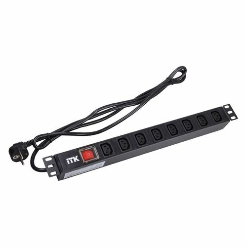 PH12-8C131 ITK PDU Блок: 8 розеток C13 с LED выкл.,1U, шнур 2м, вилка, немецкий стандарт IEK - фото №3