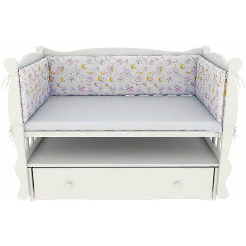 фото Бортик в кроватку на молнии (4 подушки-бортика) amarobaby мышата в облаках (поплин)