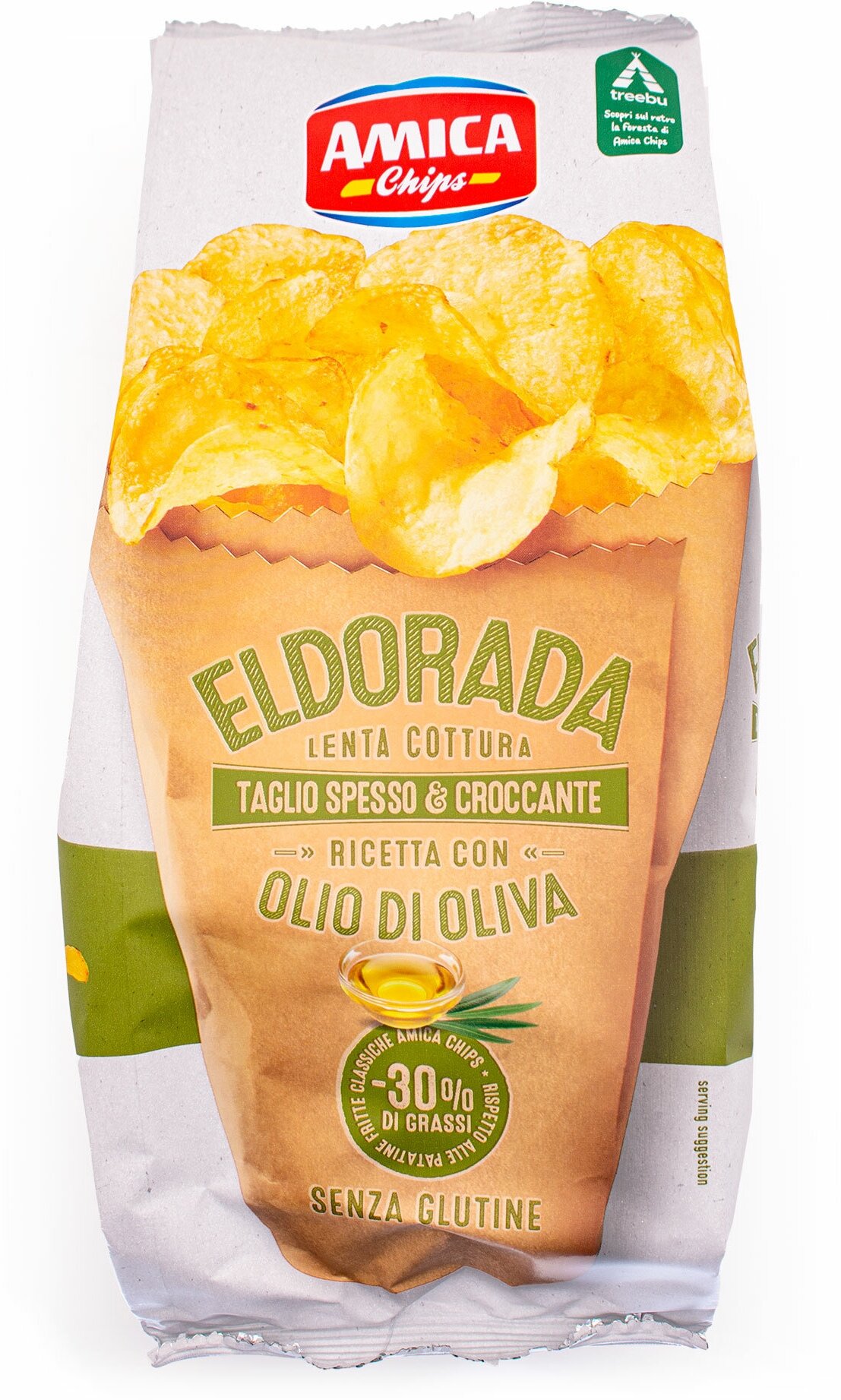 Чипсы картофельные с оливковым маслом с пониженным содержанием жира (-30%) ELDORADA, AMICA CHIPS, 0,13 кг