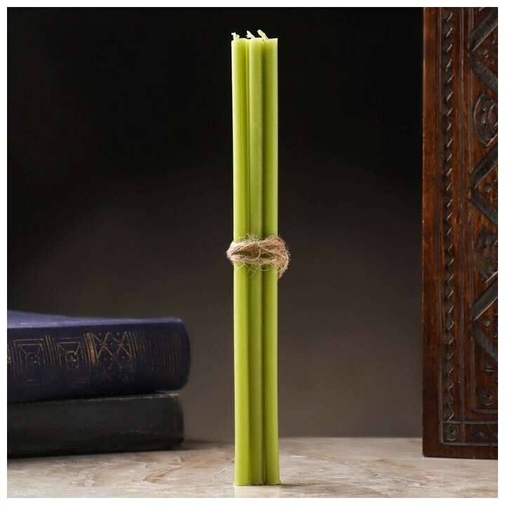 Свечи ритуальные , 18 см, 5 штук, зеленые