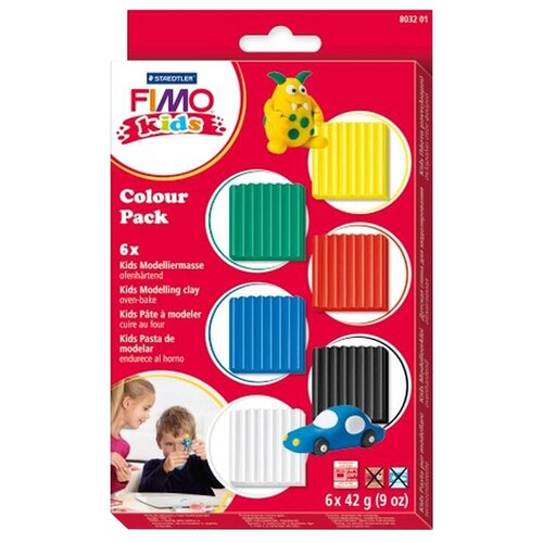 Полимерная глина FIMO Kids Базовый 6 блоков по 42 гр (8032-01) 307 г