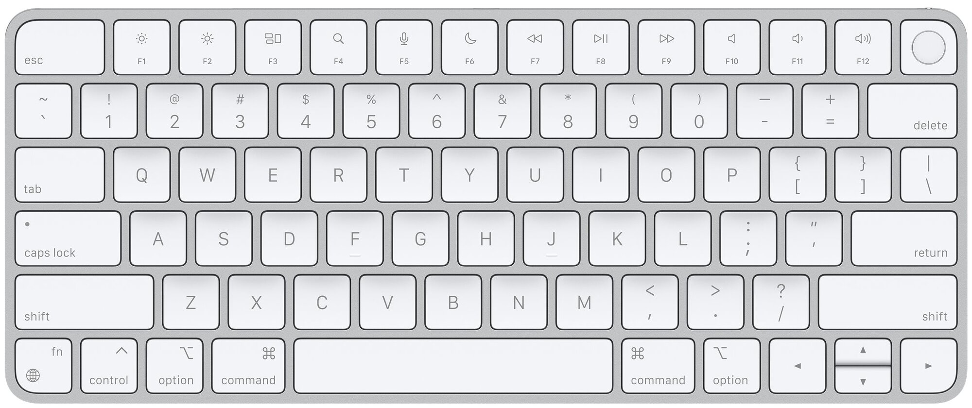 Беспроводная клавиатура Apple Magic Keyboard 2021 с Touch ID серебристый/белый, английская, 1 шт.