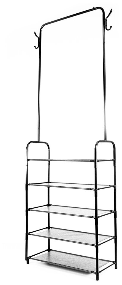 Вешалка напольная (5 полок, черная, 163х25х60 см с колёсиками) Hans&Helma органайзер для вещей стеллаж / этажерка - фотография № 6