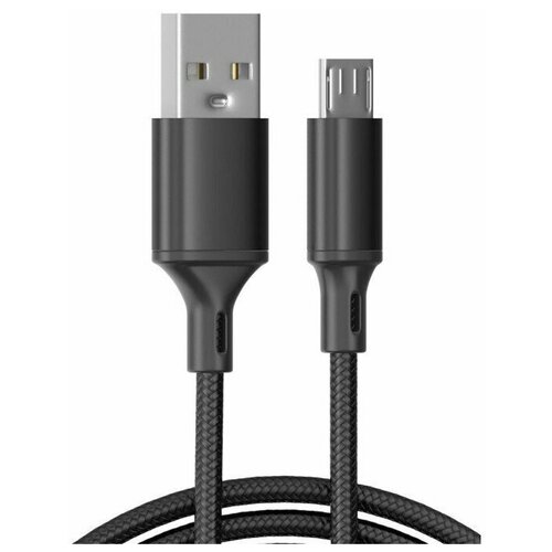 фото Кабель finity micro usb fx2 для смартфонов android,samsung, huawei honor, xiaomi redmi/планшета samsung, huawei/ноутбука / для компьютера, телевизора/ беспроводных док станций /усб микро (micro - usb) провод для быстрой зарядки и передачи/(синхронизации) данных / 1 м. / 2,4a / android qualcomm quick charge 3.0 (qc) и fast charge power delivery (pd) /материал тканевая оплетка, цвет черный