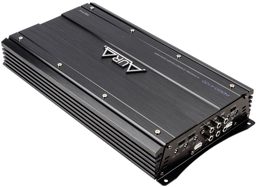 Усилитель AurA INDIGO 4.100 автомобильный 4-канальный 150Вт (2Ом), 100Вт (4Ом), мостовой режим, чёрный — фото 1