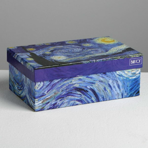 Коробка подарочная прямоугольная, упаковка, "Ван Гог. Звездная ночь", 20 x 12.5 x 7.5 см