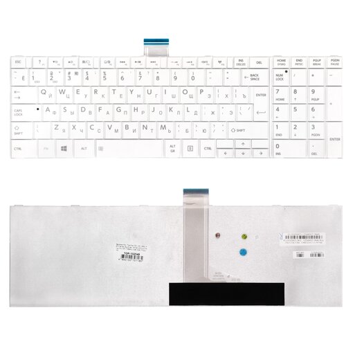 Клавиатура для ноутбука Toshiba C50 L50 C850 P870 Series Г-образный Enter Белая без рамки PN MP-11B96SU-528 NSK-TT0SU 0R 81000₽