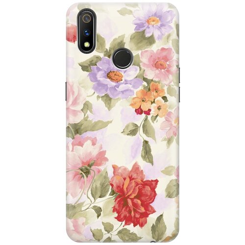 фото Cиликоновый чехол на realme 3 pro / рилми 3 про с принтом "нежные цветы" gosso