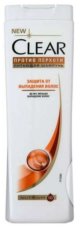 Clear Шампунь против перхоти Защита от выпадения волос, 400 мл , 3 шт.