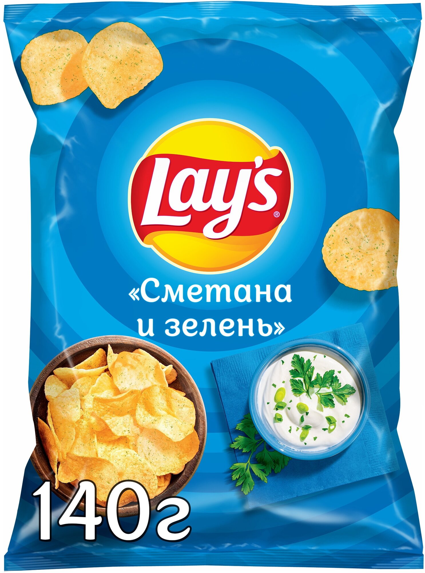 Чипсы Lay's картофельные, зелень-сметана, 140 г