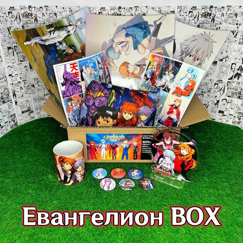 Аниме (anime) бокс Подарочный набор Евангелион / Evangelion с Акриловой фигуркой и Подушкой (32х19х13 см)