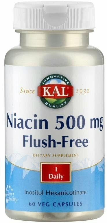 KAL Niacin Flush Free 500 мг (Ниацин) 60 вег капсул (KAL)