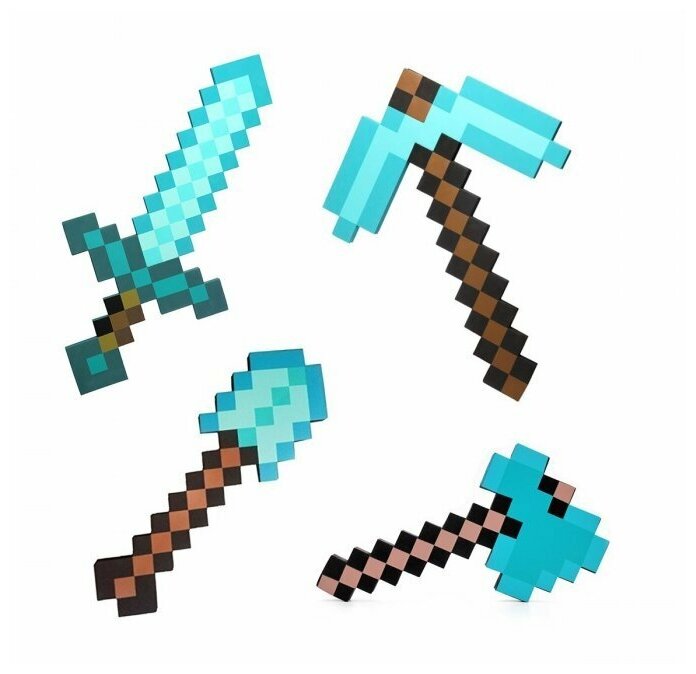 набор инструментов в майнкрафт кирка топор меч на верстаке