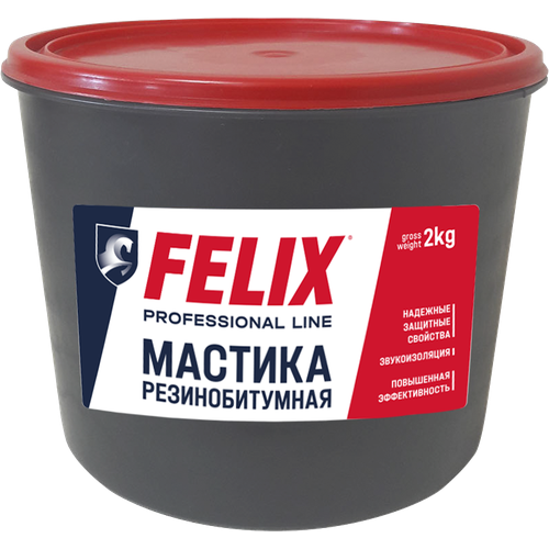 Мастика резино-битумная FELIX, в ведре, 2кг, антикоррозийная мастика резино битумная felix в п э ведре 2кг 4 производитель felix 411040081