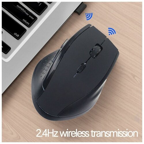 Мышь беспроводная компьютерная игровая оптическая для компьютера ноутбука или телевизора черная 39900₽