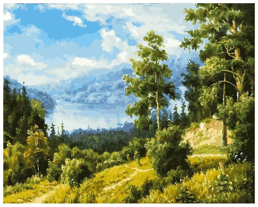 Картина по номерам Белоснежка на холсте, 40*50 см, Лесной пейзаж (166-AB)