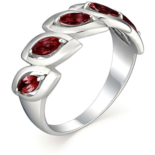 фото Алькор кольцо с 5 гранатами из серебра 01-0511-00гр-00, размер 17