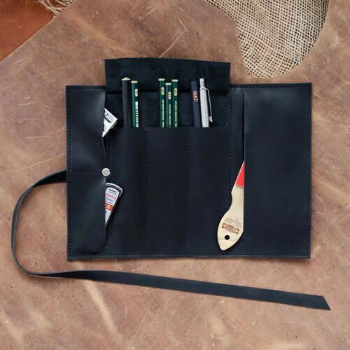 Кожаный пенал - скрутка для художника Пенал для карандашей 3660₽